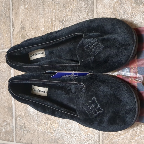 Dearfoams Memory Foam Black Slippers - Picture 1 of 10